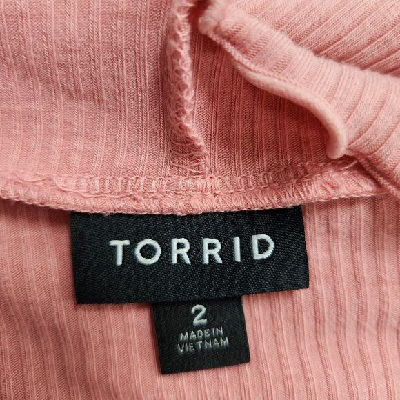 Torrid Womens Plus Ribbed Sleeveless Top Size 2X Pink Mature Layering Ruffle - Picture 2 of 11